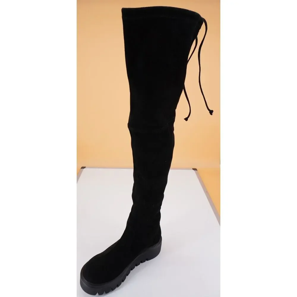 Stuart Weitzman Chalet City Lug Sole Over-the-Knee Boot SZ 6 Black Tie NIB $950